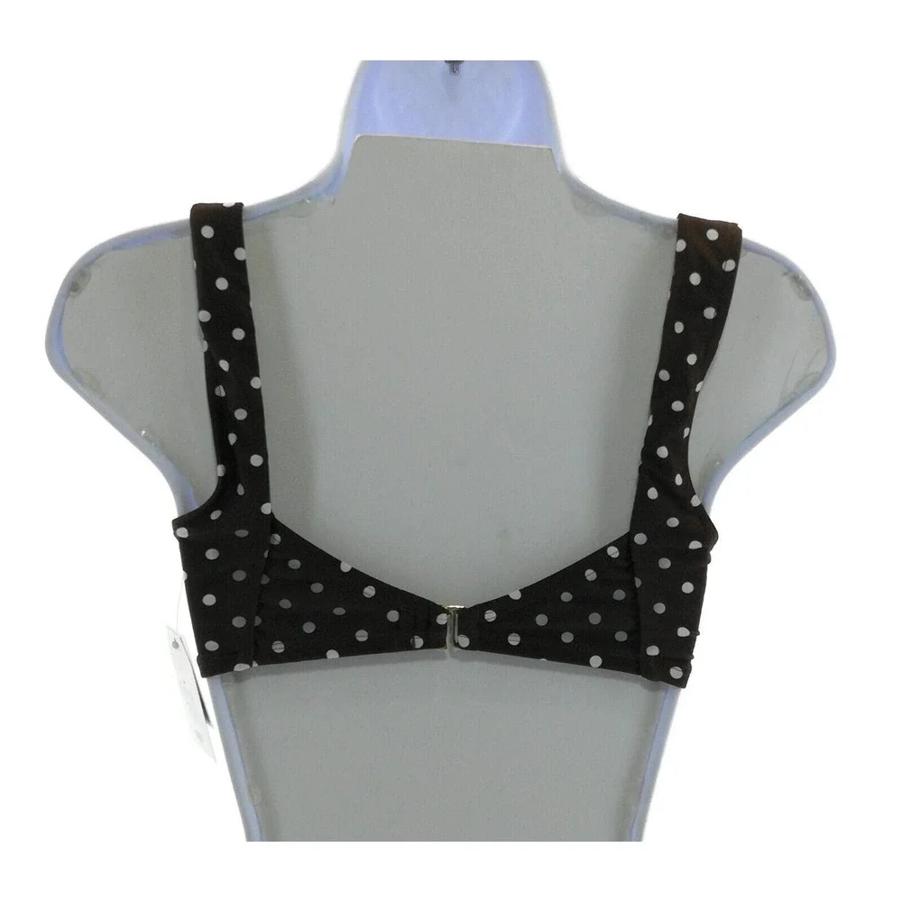 Time and Tru Women's Brown and White Polk a Dot Swim Top - Picture 9 of 12